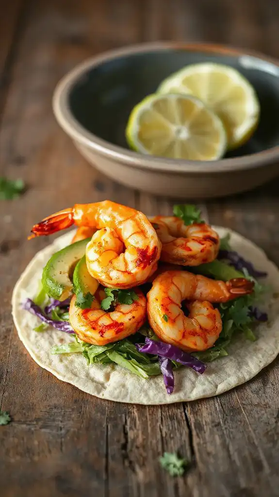 spicy shrimp filled taco delight