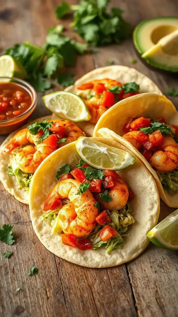 spicy shrimp filled tacos