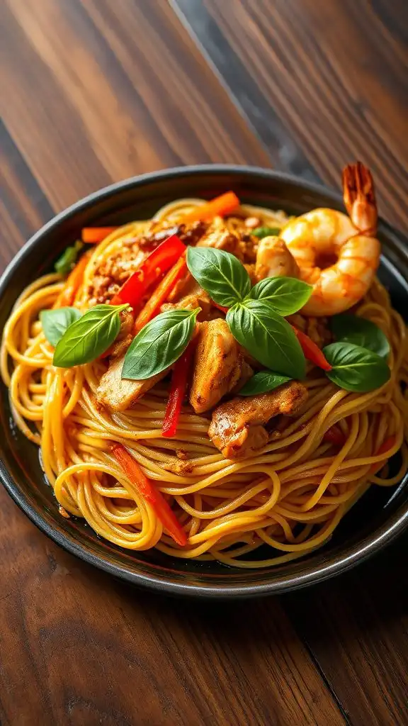 spicy stir fried noodle dish