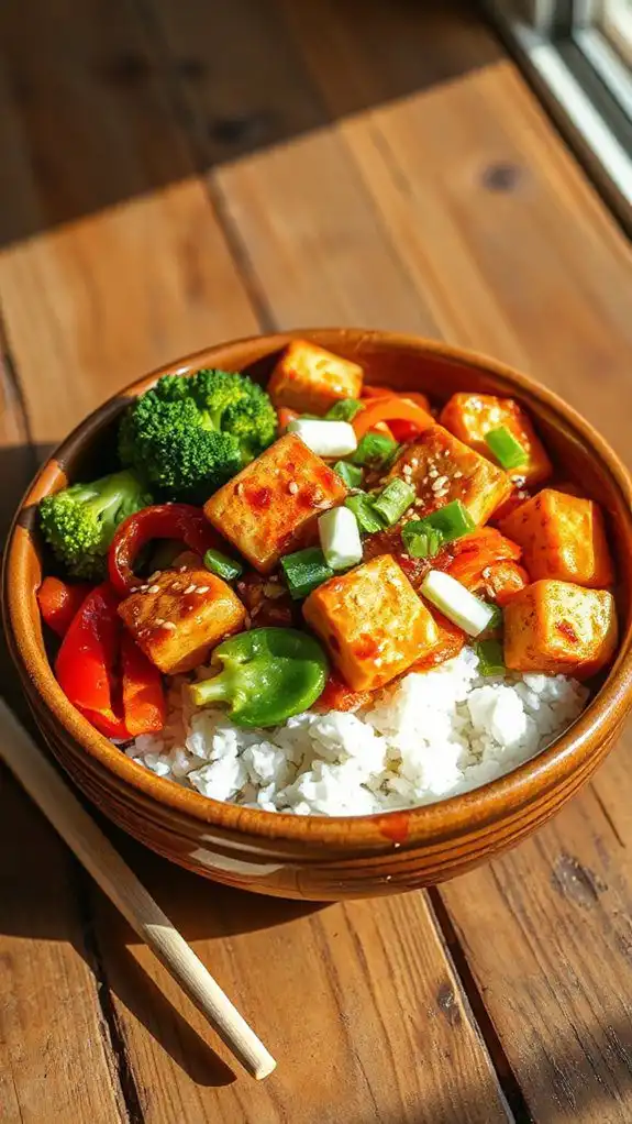 spicy teriyaki tofu bowl