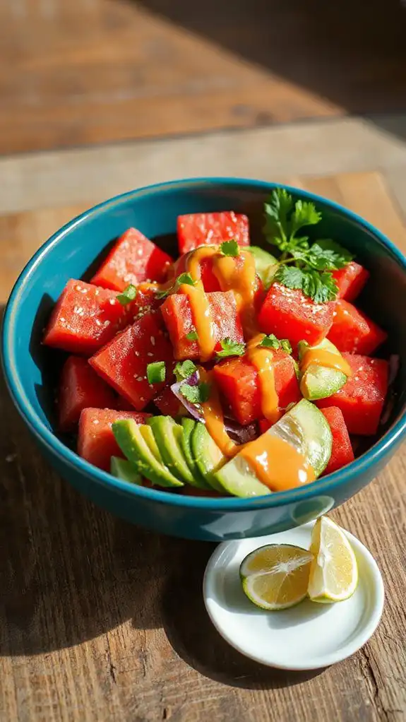 spicy watermelon poke bowl spicy watermelon poke bowl