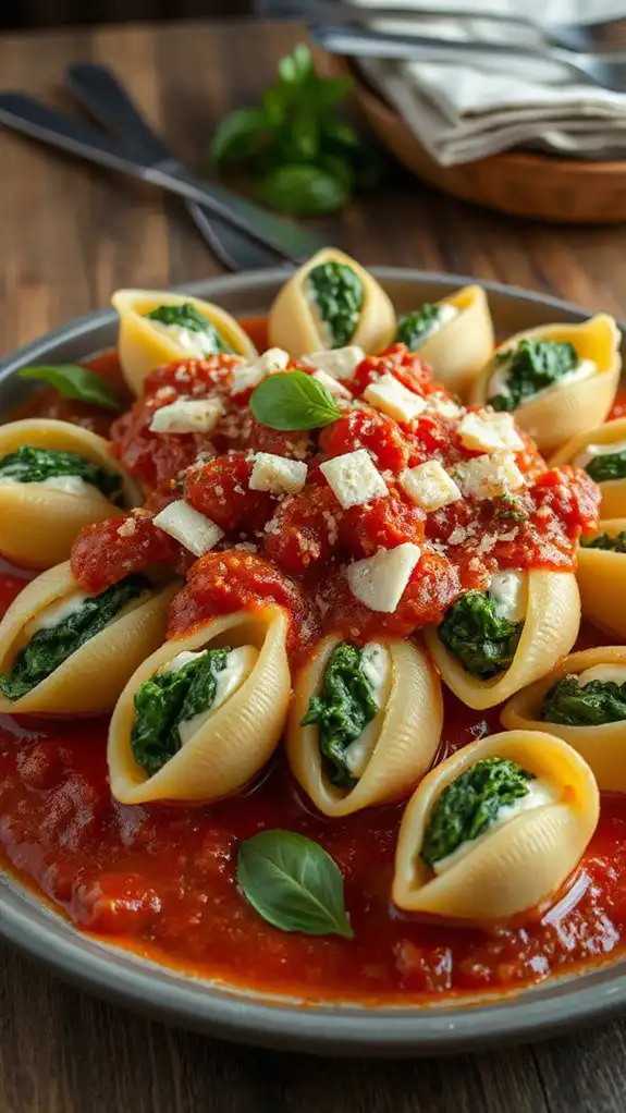 spinach and cheese filled shells