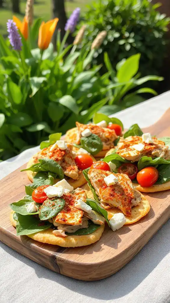 spinach and chicken flatbreads