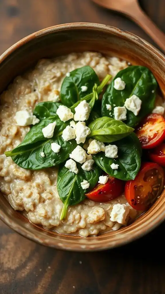 spinach and feta oatmeal