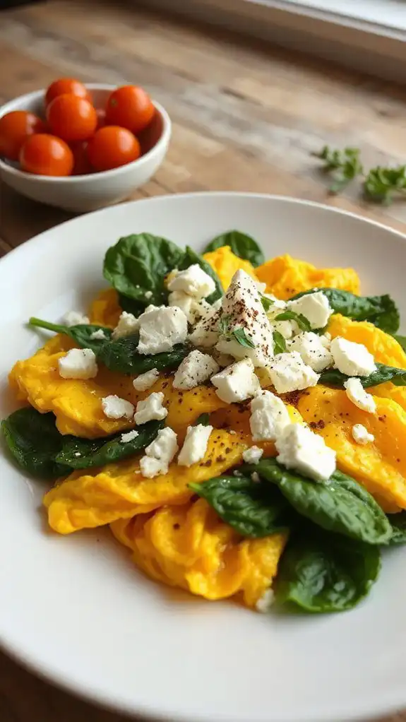 spinach and feta scramble