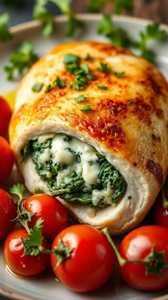 spinach cheese filled chicken dish