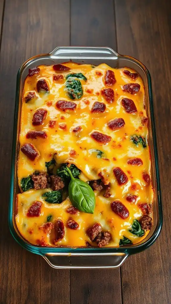 spinach cheese hamburger casserole