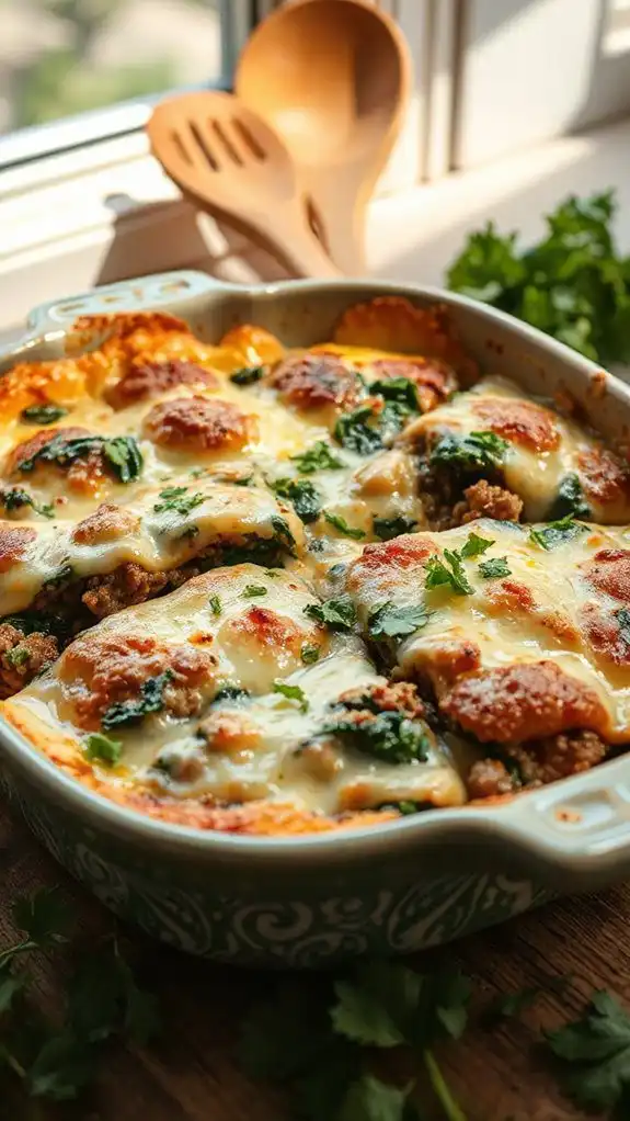 spinach cheese hamburger casserole