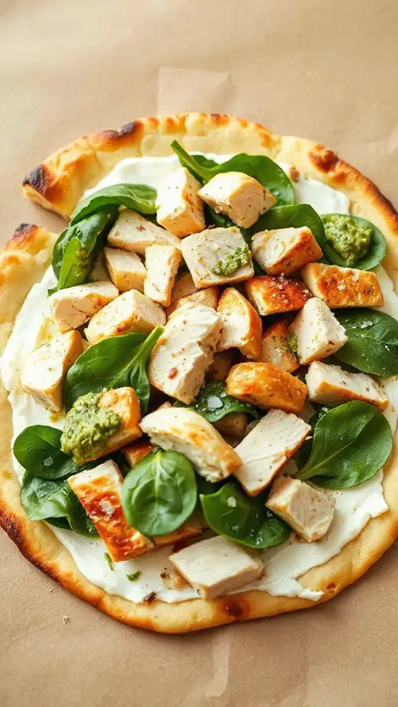 spinach chicken flatbread recipe
