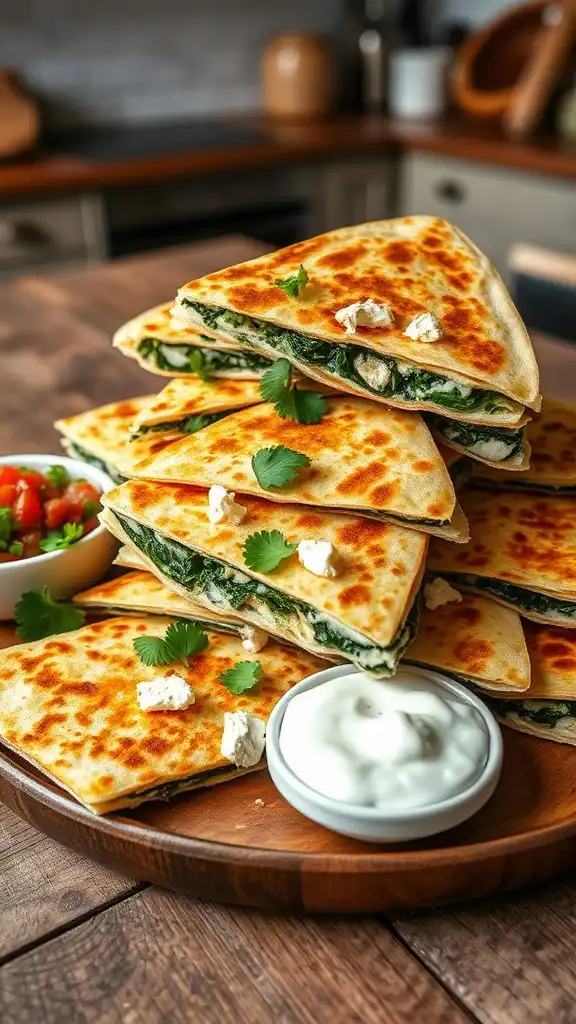 spinach feta cheese quesadillas