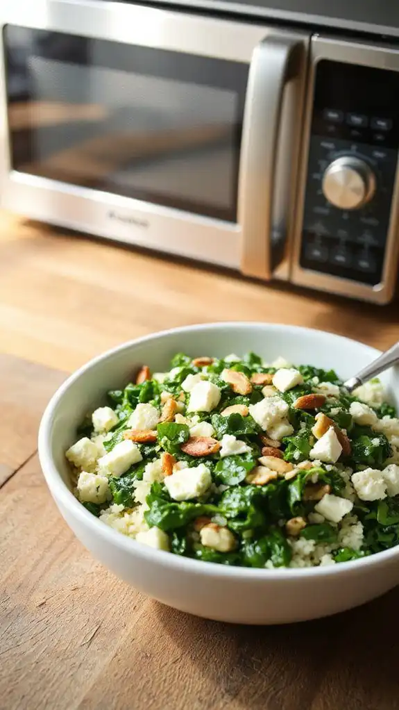 spinach feta rice bowl