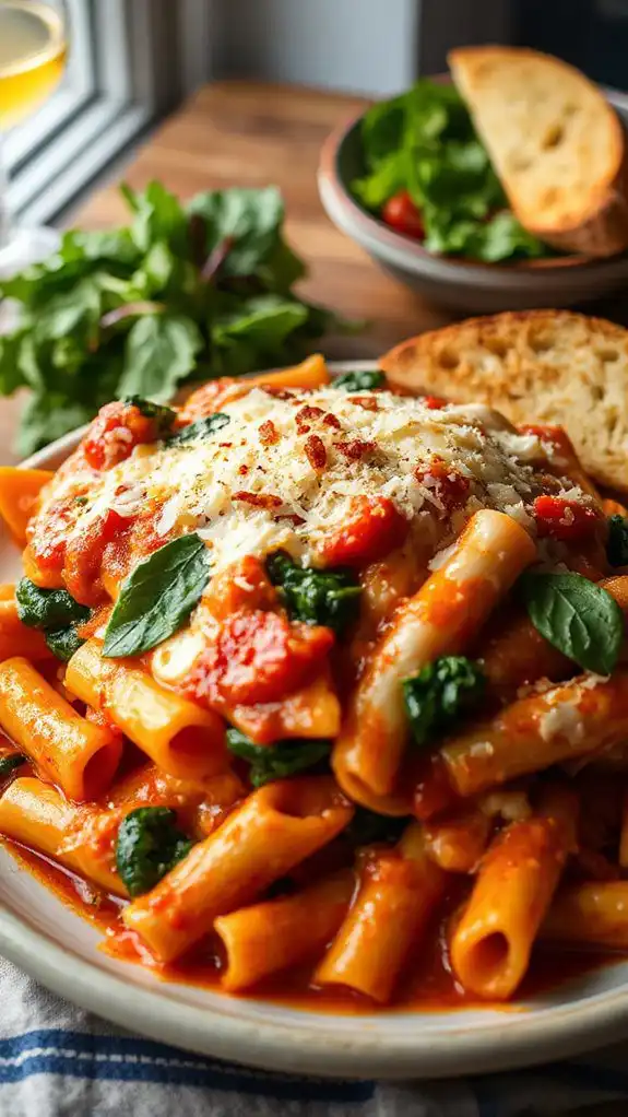 spinach filled baked pasta