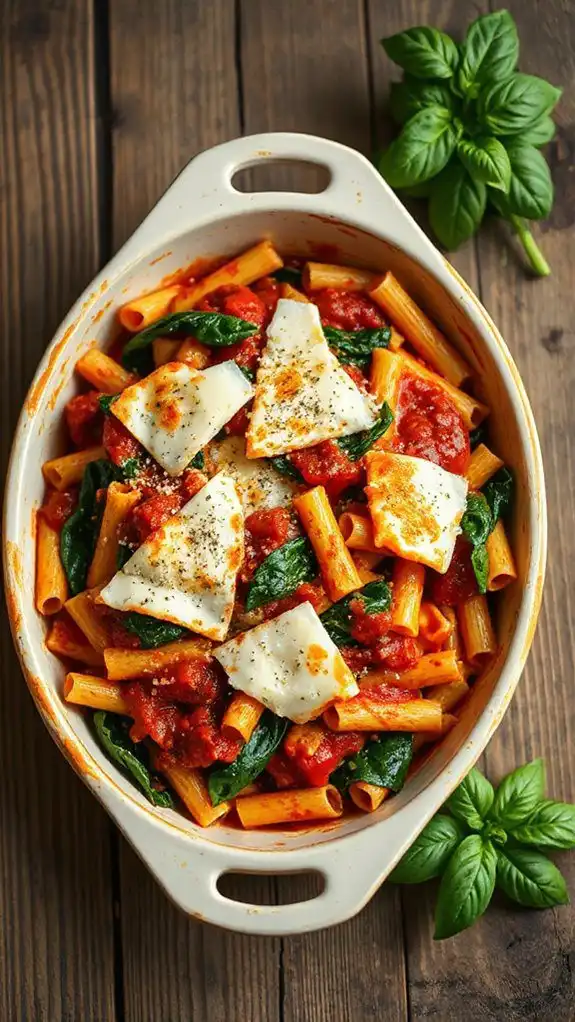 spinach filled baked ziti