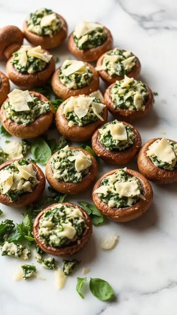 spinach filled mushroom appetizers