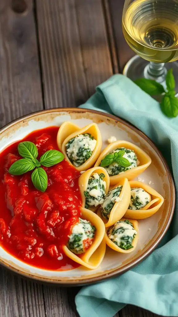 spinach filled pasta shells recipe