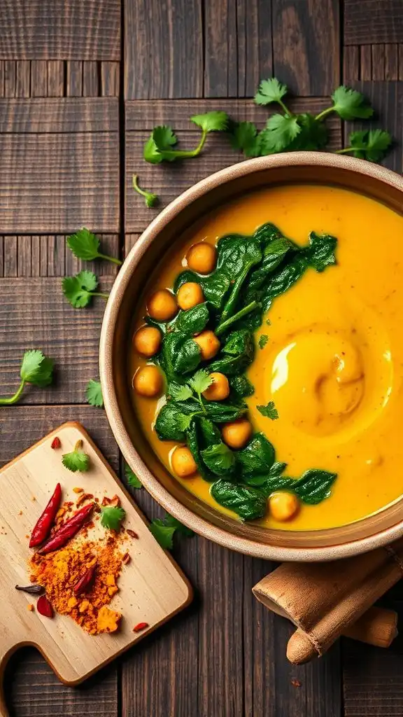 spinach infused chickpea curry