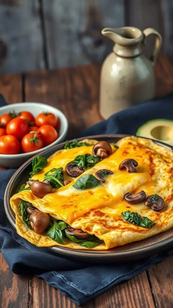 spinach mushroom cheese omelet