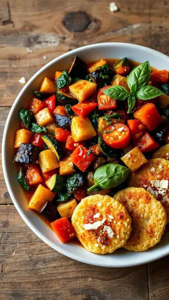spinach ricotta polenta ratatouille