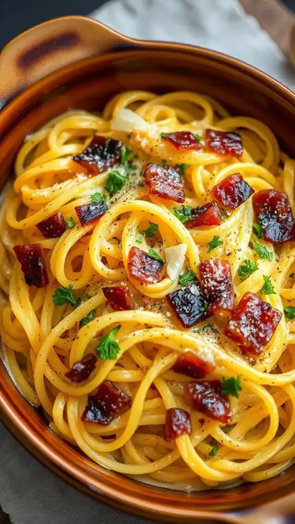 squash based carbonara dish