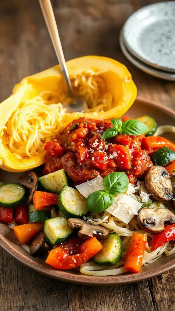 squash noodles topped with marinara