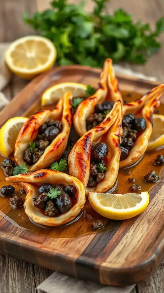 squid stuffed with tapenade