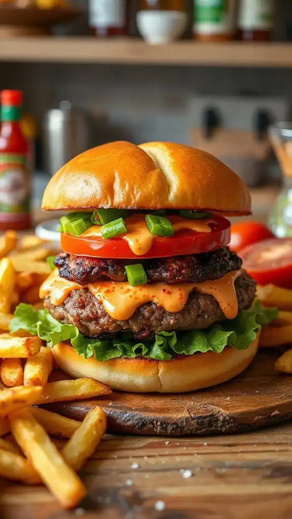 sriracha infused flavorful burger
