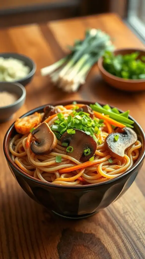 stir fried yaki udon noodles