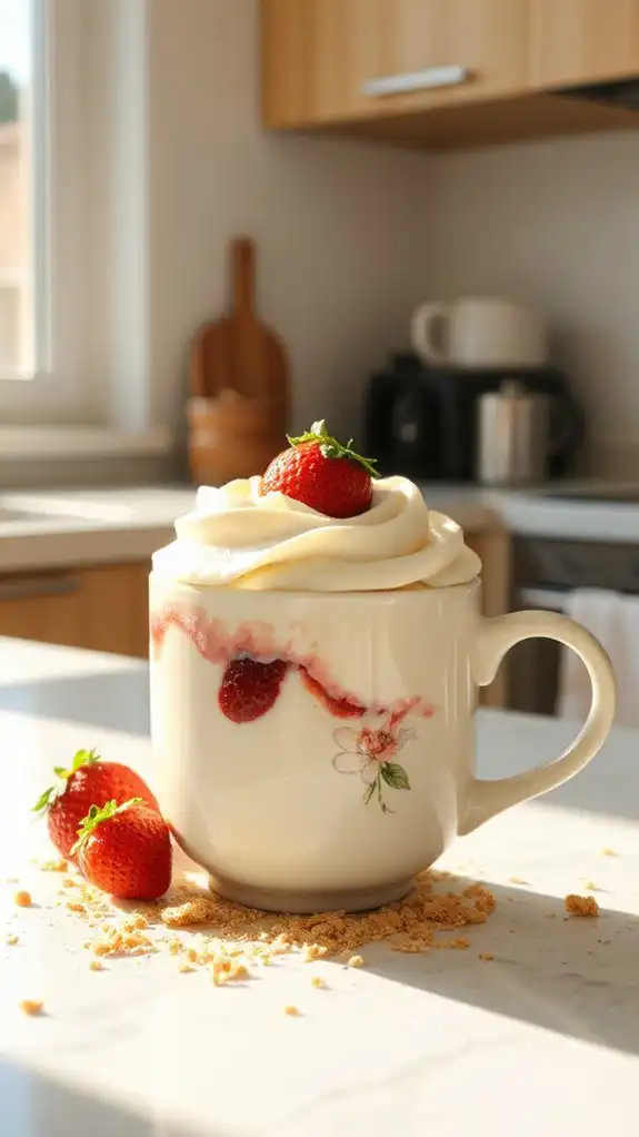 strawberry cheesecake in mug strawberry cheesecake in mug