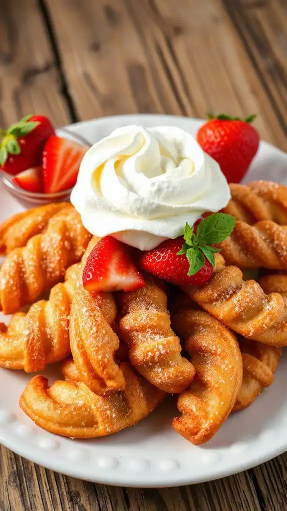 strawberry filled churros dessert