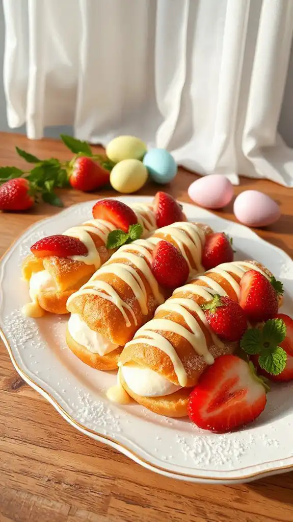 strawberry filled cream clairs strawberry filled cream clairs