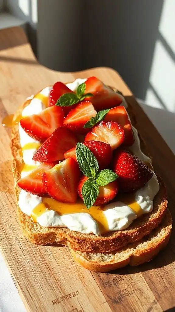 strawberry mascarpone honey tartine