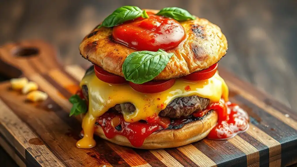 stuffed burger with toppings