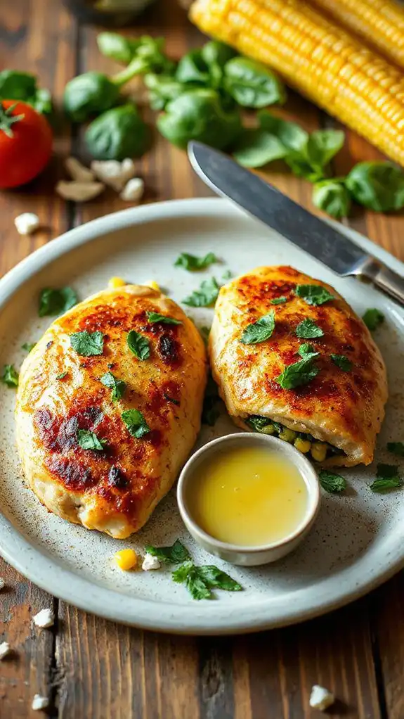 stuffed chicken with veggies