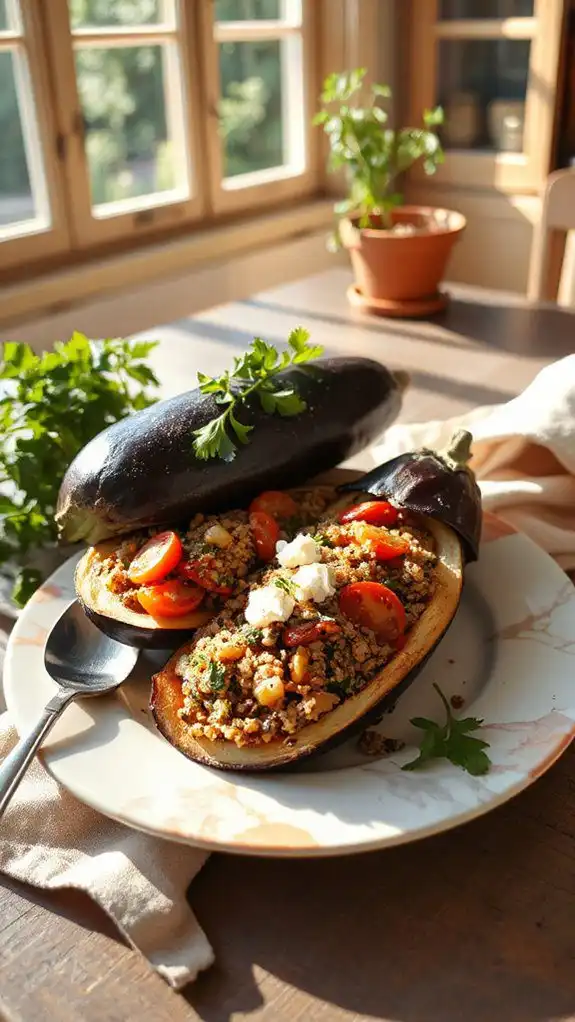 stuffed eggplant with quinoa