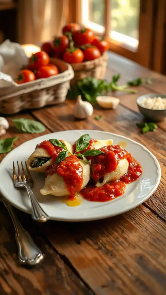 stuffed pasta with spinach