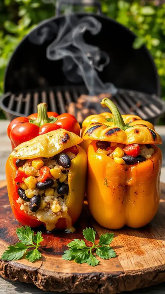 stuffed peppers on grill