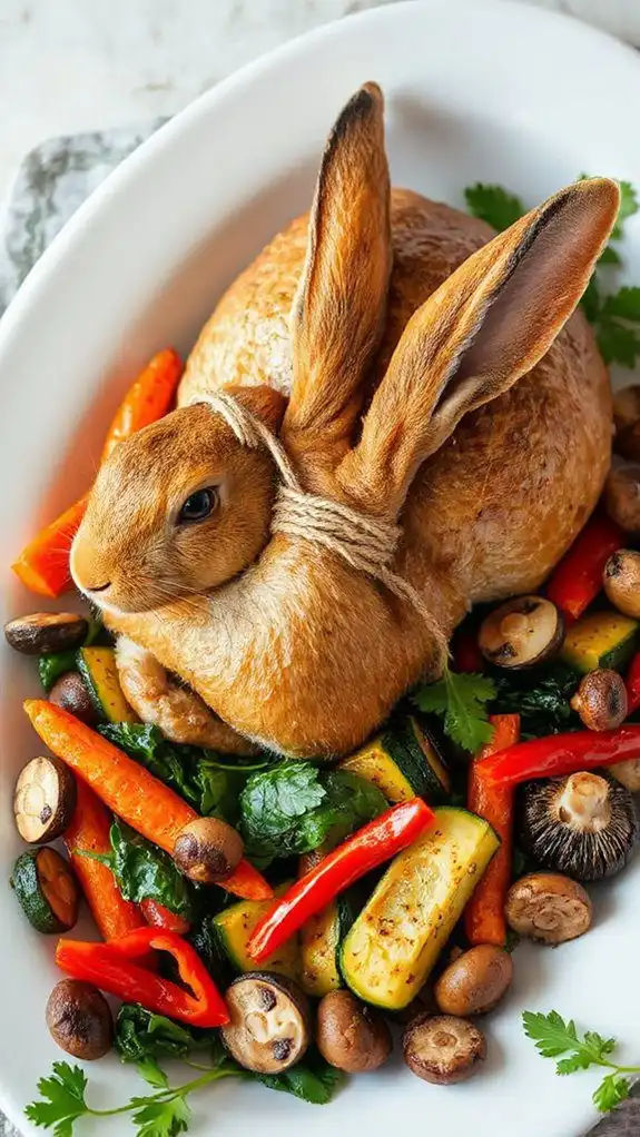 stuffed rabbit with vegetables