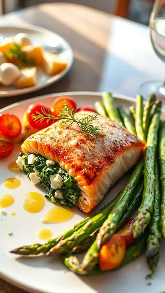 stuffed salmon with spinach