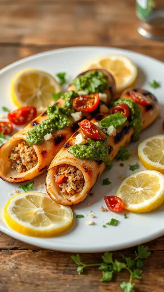 stuffed squid with pesto