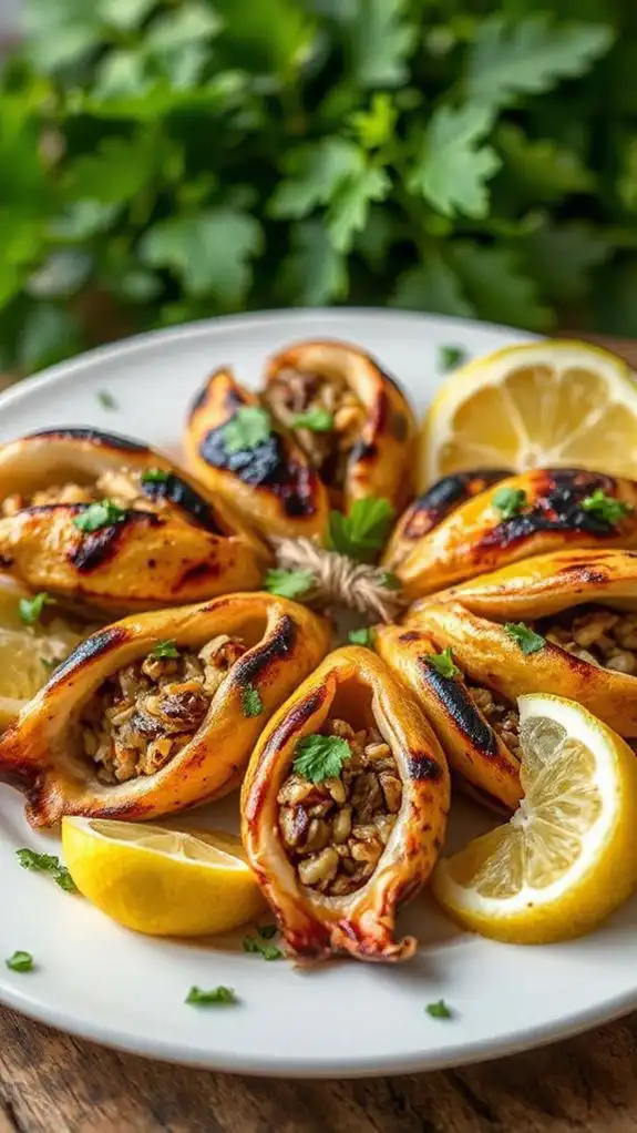 stuffed squid with wild rice