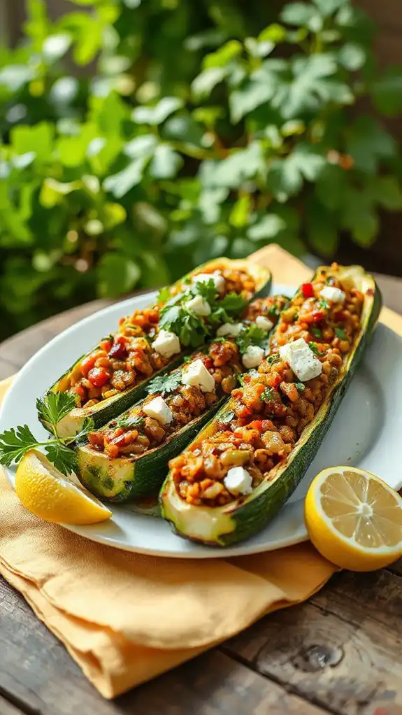 stuffed zucchini with lentils