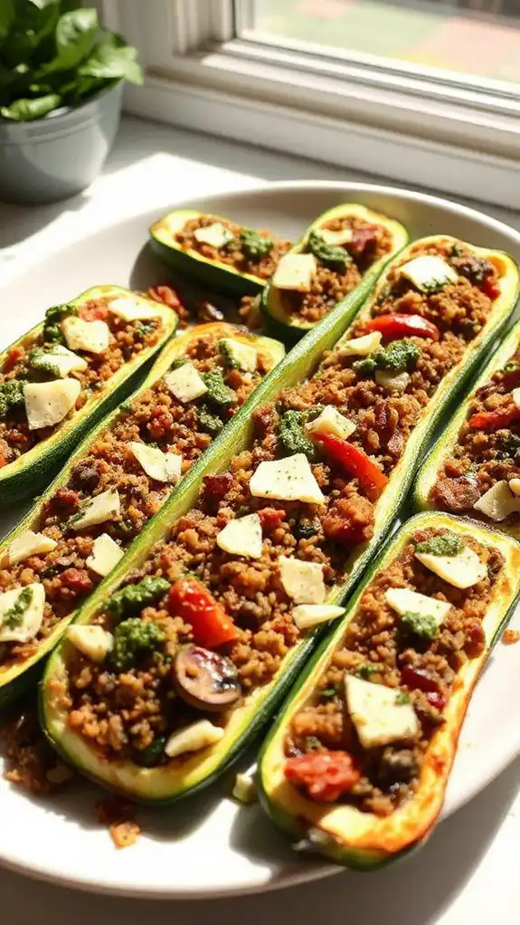 stuffed zucchini with savory filling stuffed zucchini with savory filling