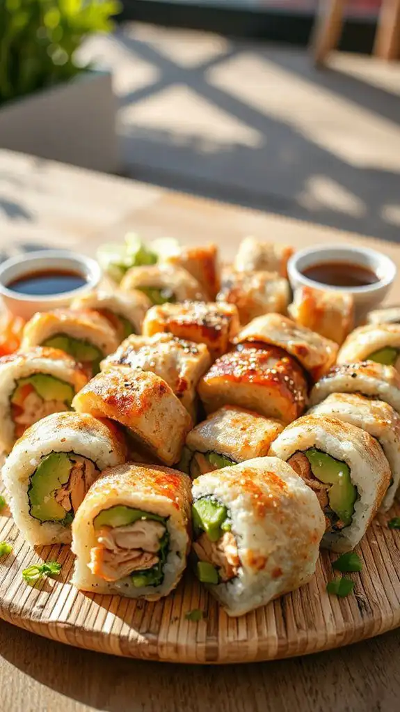 sushi rolls with chicken