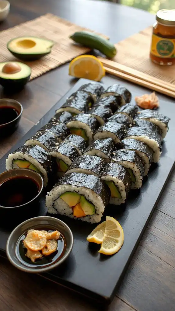 sushi rolls with citrus