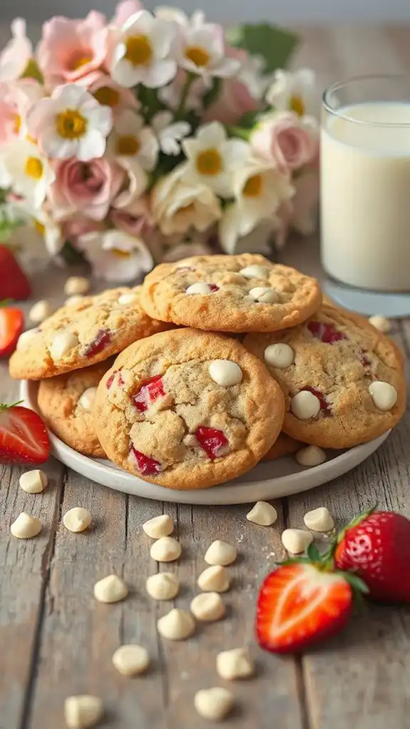 sweet strawberry chocolate cookies