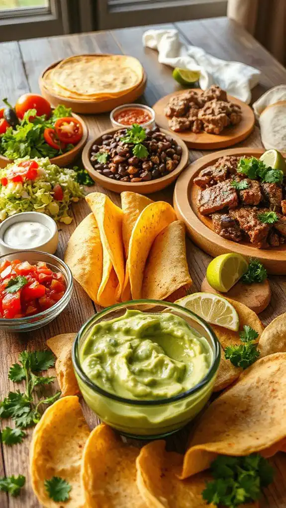 taco bar with toppings