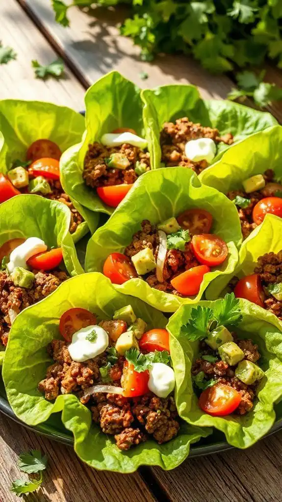 taco filling in lettuce