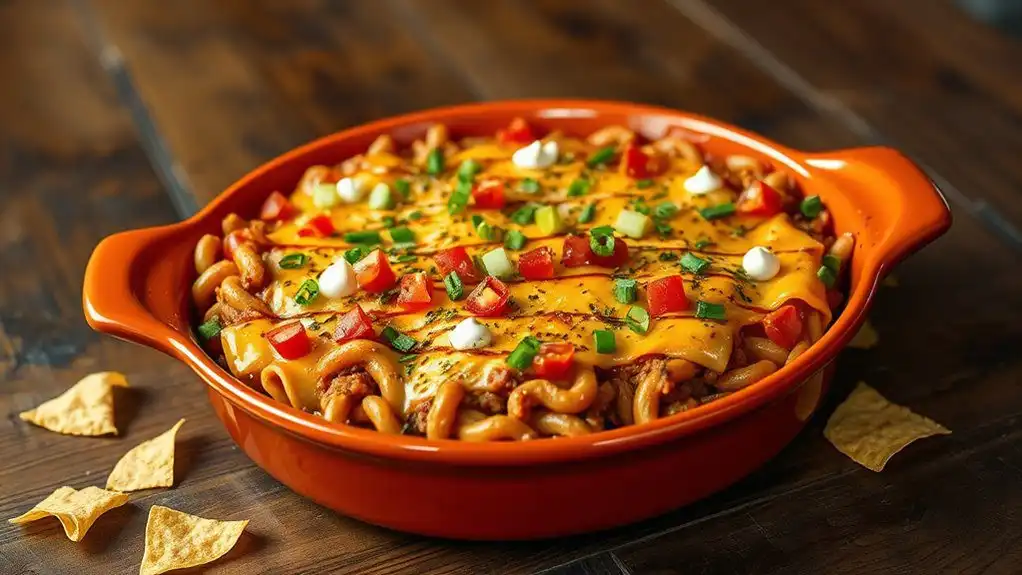 taco flavored hamburger noodle dish