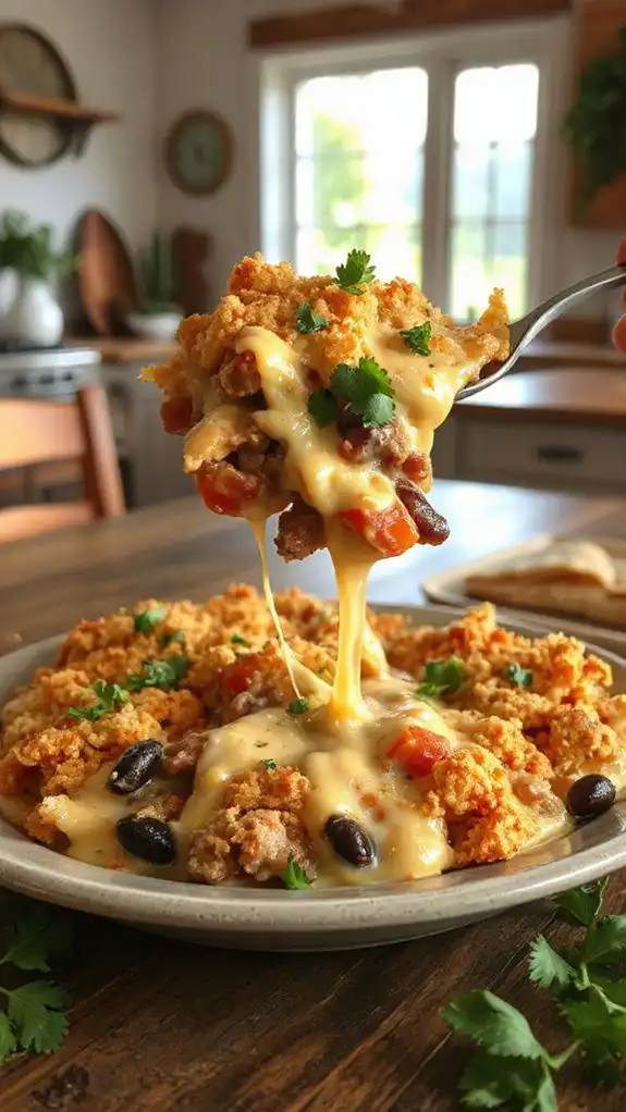 taco inspired pasta casserole dish