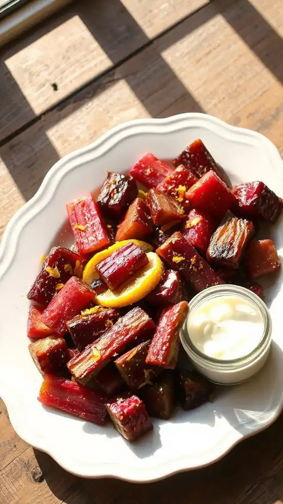 tangy roasted rhubarb delight